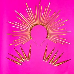 Goddess Headband- Zip tie Spiked and 10pcs Finger Nail Tip Claws